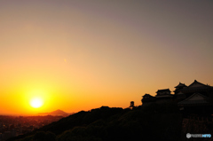 夕日と松山城 2