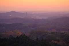 夕日に染まる風景