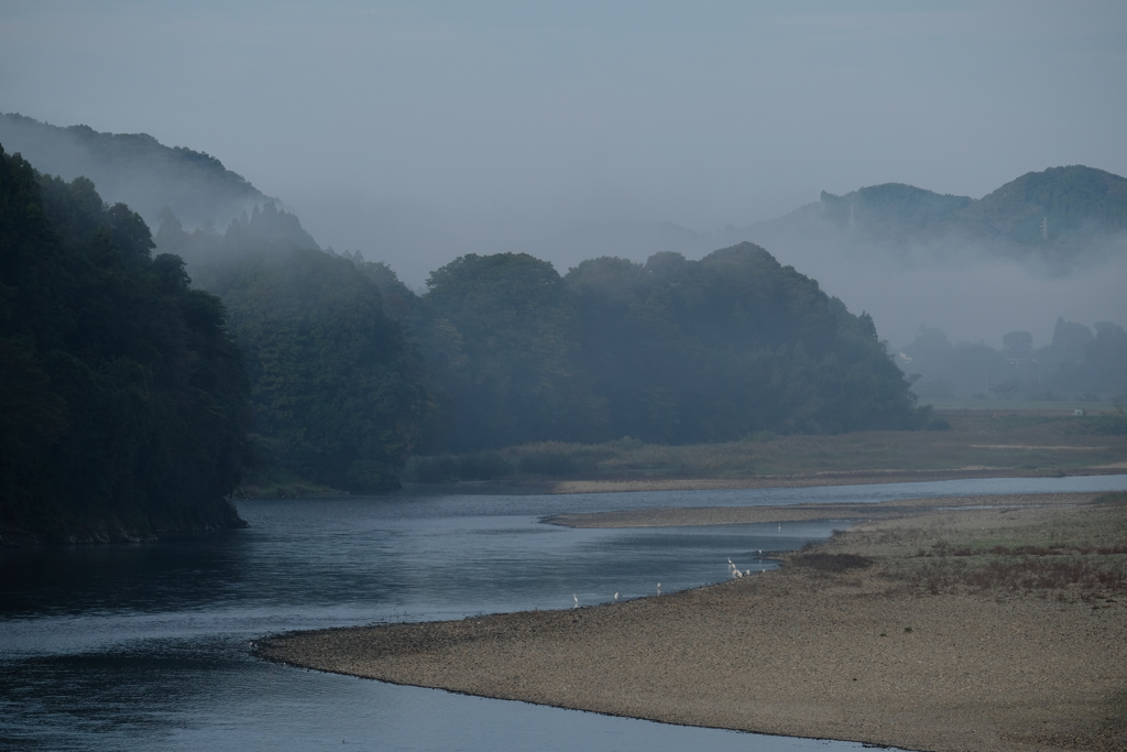 朝霧の川