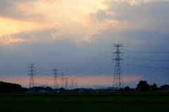 夕暮れの田園風景