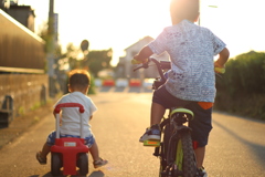 夕日に向って、、