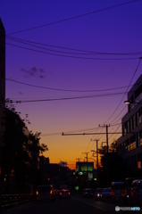 夕焼けの道路
