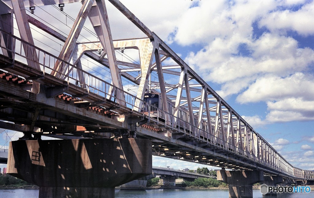 淀川鉄橋　ろっきゅう爺頑張る！