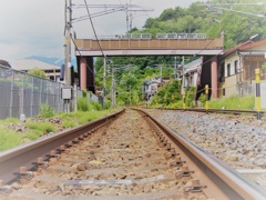 木曽福島の見晴らしのいい線路