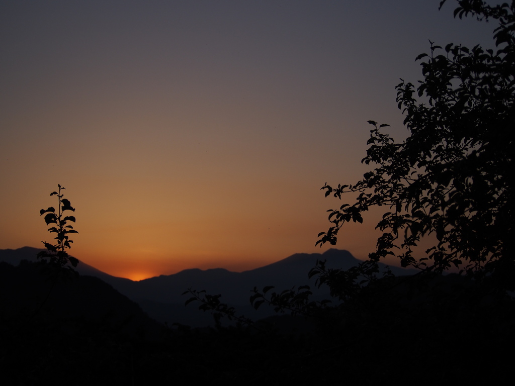 渋温泉から観た夕日⑥