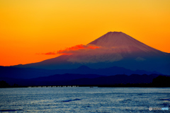 夕日染まる富士