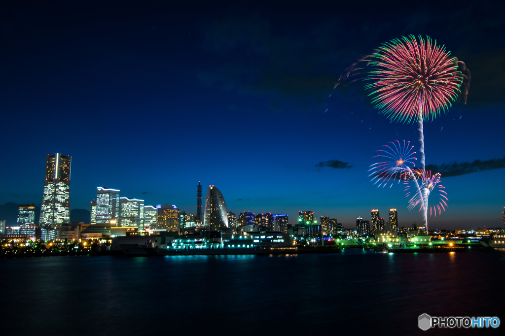 初夏の夜空に咲く花