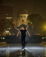 大雨の中で②