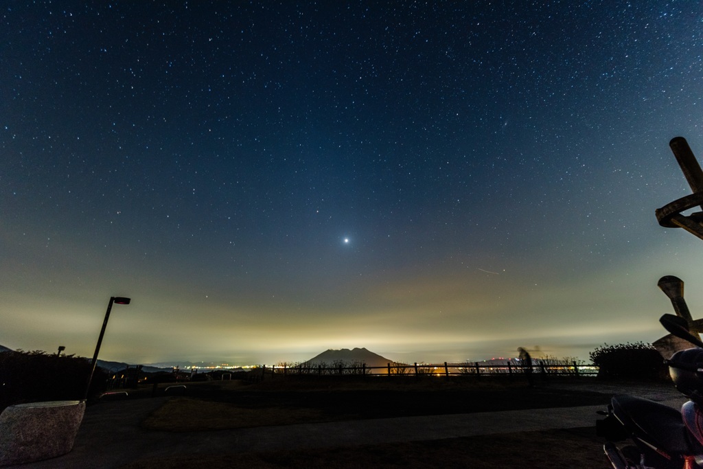 桜島と星空