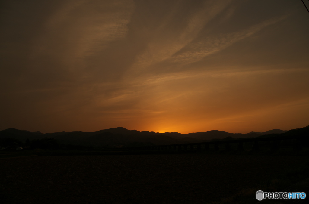 水橋と夕焼