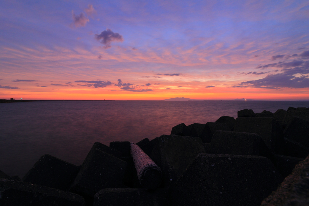 暑い夏の夕景