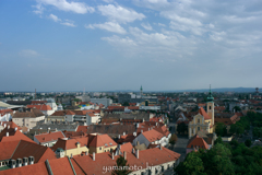 ハンガリー、ジェール。司教の塔からの眺め。