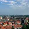 ハンガリー、ジェール。司教の塔からの眺め。