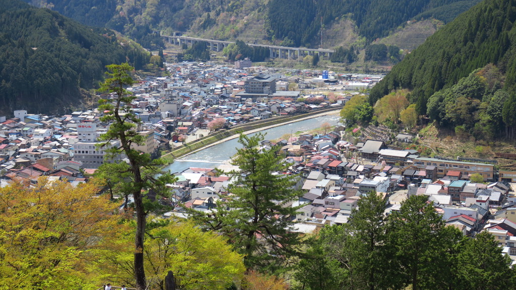 郡上八幡城から眼下を望む