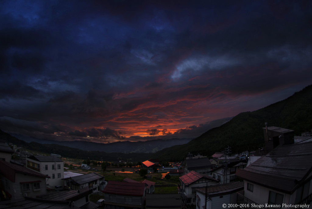 野沢温泉の夕焼け