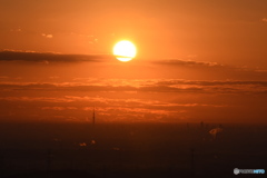 今朝の日の出と東京スカイツリー　0409