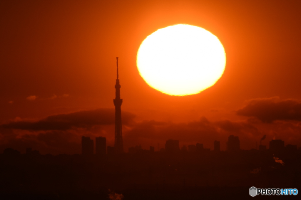 今朝の日の出と東京スカイツリー 1578