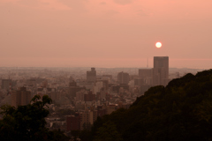 金沢の街に日が沈む