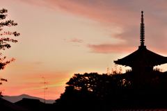 京の街、夕景