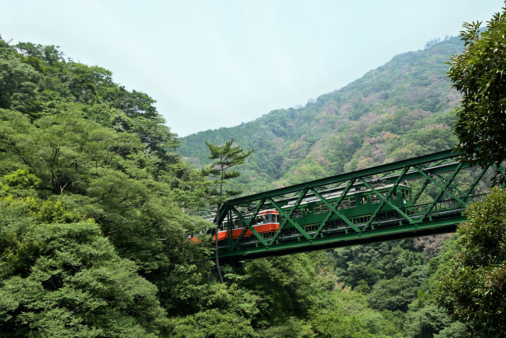 鉄橋を渡る登山列車