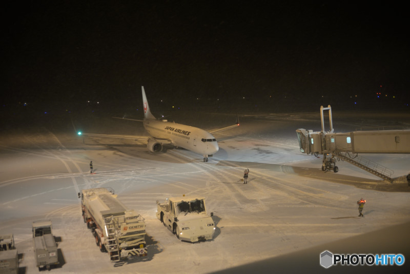 雪の釧路空港
