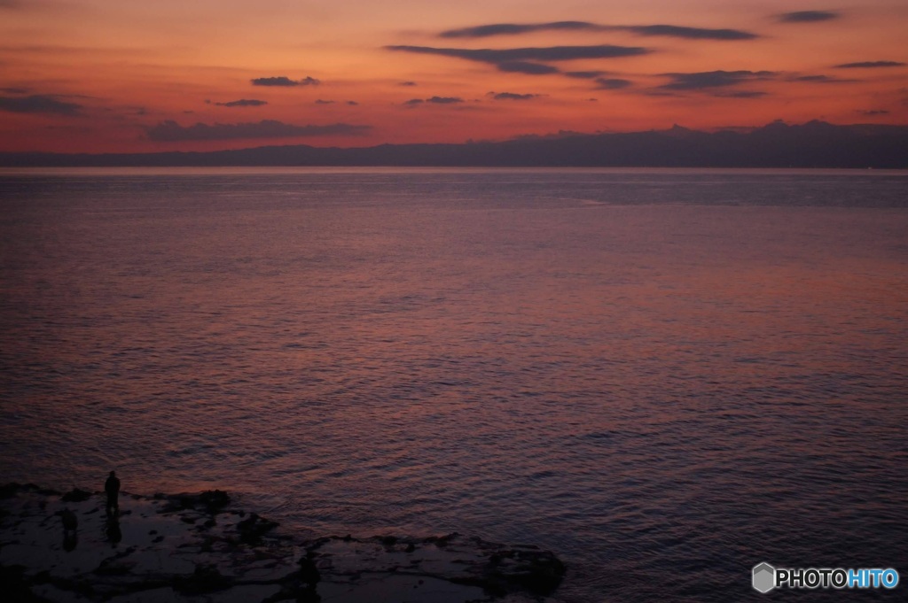 海原の夕陽