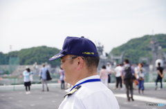 いずも甲板にて艦長発見
