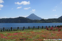 池田湖と開聞岳