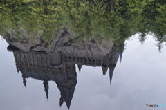 湖面に映るホグワーツ城