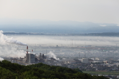 小高い山からの朝の風景
