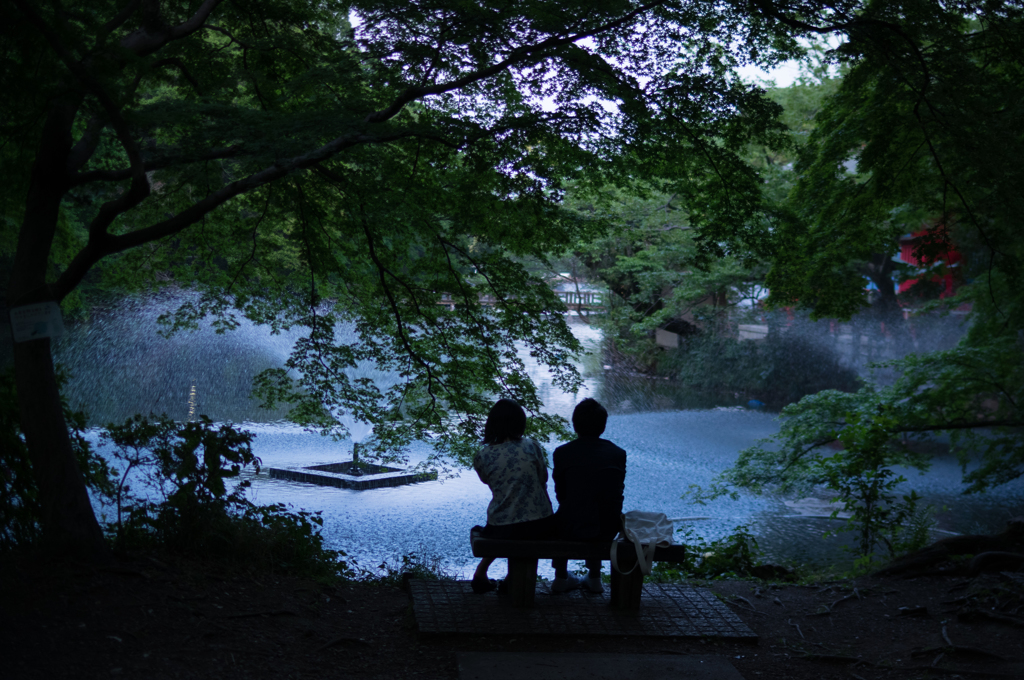 噴水のある風景